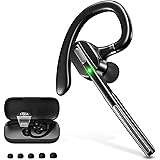 Pollway Auricolare Bluetooth, V5.1 Cuffie Wireless, Singolo con Microfono, 70 Ore di Conversazione con Custodia di Ricarica, 