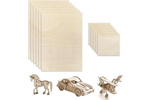 WYTNB 12Pcs Tablero de Madera Contrachapada sin Terminar, 300x200x1.5mm Recortes Finos de Proyectos de Artesanía en Madera, 100x100x1.5mm Tablero de Hoja de Tilo Cuadrado para Corte por Láser Grabado