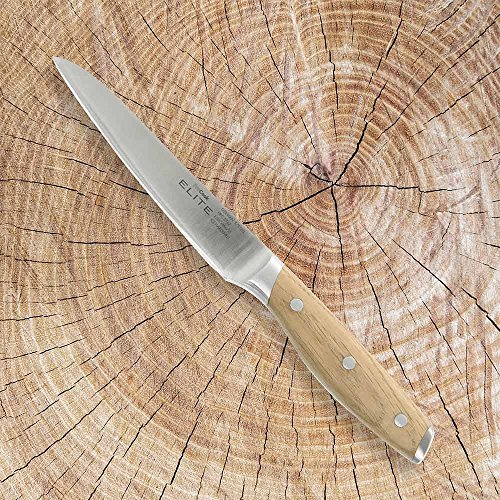 ProCook Elite Oak X70 Messerset mit dreifach vernieteten Griffen aus Eichenholz, 3-teilig, Gemüsemesser, Universalmesser und kleines Santoku - 3