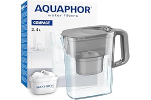 AQUAPHOR Compact | Wasserfilter Kanne inkl.1 Maxfor+ Kartusche | 2,4l grau | Ideal für die Kühlschranktür & kleine Küchen