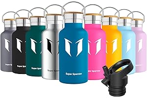 Super Sparrow Borraccia Termica - Bottiglia Termica Senza Perdite - 350ml/500ml/620ml/750ml/1L - Senza BPA Borracce Bambini - Per Scuola, Sport, Campeggio, Palestra, Ciclismo - Con 2 Tappi