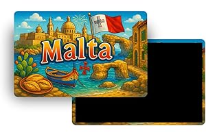 FITYO Magnets Frigo – 150 Pays au Choix – Souvenirs Touristiques Pays du Monde – Aimants Décoratifs Réfrigérateur – Cadeau Voyage – Style Traditionnel – 5,4 x 7,8 cm – 1 Unité (Malte)
