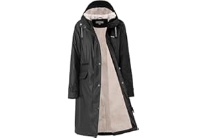 Peter Patter Manteau Imperméable d'hiver femme Veste de Pluie Chaude avec Doublure Intérieure Parka Femme Teddy Velours Doublé Friesennerz PU Coupe-vent Imperméable d'hiver