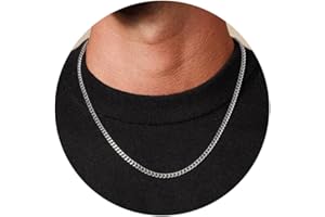 HARJJME Silver Chain Mens Stainless Steel Silver Gold Mens Necklace Chain 4mm/6mm Width Sturdy Hypoallergenic Cuban Link Hip Hop Necklaces Chain for Men Boy Jewellery Gift