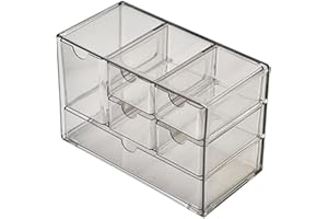 KOOMUAO Jumuao Plastic Storage Box, Mini Drawer Box, Small Parts Magazine with 6 Drawers, Desktop Storage Organiser for Cosmetics, Jewellery, Stationery (Black-B)