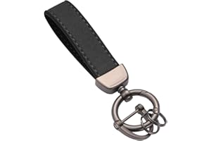 ILANKTOZI 360° Rotatable Suede Cowhide Keychain, Black, 4.45 x 0.75 x 0.35 inches, Modern Unisex Car Keychain with D-Buckle and 2 Key Rings for Adults