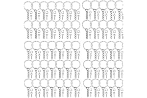 RUIYWEN Set di 50 pezzi Portachiavi con Catena 50 Anelli Aperti 50 Perni a Vite per Lavori Fai da Te (Diametro 25 mm)