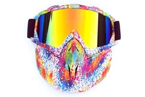 HCMAX Lunettes de Moto Masque Facial Détachable Casque Anti-buée Coupe-Vent Verres de Vélo pour Le Dessert Hors Route Équitation Courses Convient aux Hommes Femmes