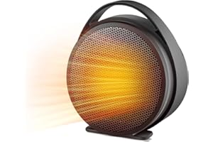 Anluomania Chauffage d'appoint 1000W, Chauffage soufflant avec Thermostat, Radiateur électrique céramique PTC, 2 Modes, Protection Anti-Surchauffe & Chute, Radiateur Soufflant pour Bureau à Domicile