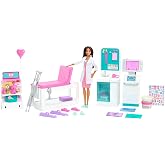 Barbie'nin Polikliniği Oyun Seti , Esmer Barbie Doktor Bebek (30 cm), 30'dan Fazla Par&ccedil;a Oyuncak, 3 Yaş ve &Uuml;zeri Kızlar İ&ccedil;in 