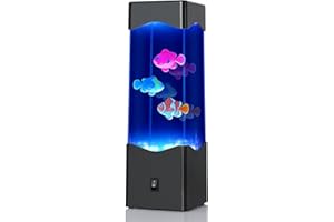 SENCU Kinder Lavalampe, Mehrfarbiges wechselndes Aquarium Nachtlicht mit 3 leuchtenden Fisch Stimmungslicht Home Office Room Schreibtisch Dekor Lampe Geschenk für Kinder Männer Frauen