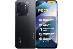 XIAOMI POCO C85 - Smartphone de 8+256GB, Cámara Dual de 50MP con AI, Pantalla inmersiva de 6,9”, Potente procesador Octa-Core, Carga rápida de 33W, 6000mAh, Cargador no Incluido, Negro (Versión ES)