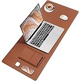 Black Deer PU Leather Mouse Pad Stitched Edge Durable Large Size Duplex Use Office Table Mat Sumen (BROWN, 70X30 L)