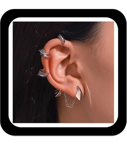 PunkDrago Orecchini A Cerchio Vintage A Forma Di Drago - Argento, Senza Piercing, Avvolgenti