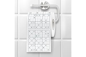 MAD MONKEY Papier toilette Sudoku - Le papier toilette amusant pour les amateurs de puzzles, Blanc, bleu foncé
