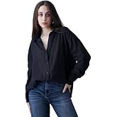 Voltedge Women Cotton Solid Oversized Button Down Spread Collar Full Sleeves Casual Shirts