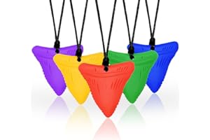 KEFU Collier a macher enfant tdah,5 pièces colliers à mâcher sensuels pour enfants et adultes souffrant de dentition, d'autisme et de TDAH(dents de requin)