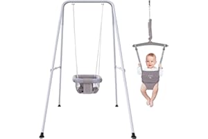 G TALECO GEAR 2-in-1-Babypullover mit Schaukel, Babyschaukel für den Innen- und Außenbereich, Babypullover und Hüpfburg, Kleinkindschaukel mit klappbarem Ständer