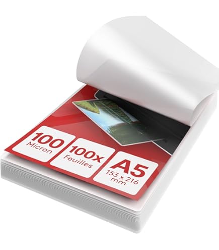 Peach Lot économique De Pochettes De Plastification A4, A5, A6-80 Microns - 100 Pochettes - Brillant - Compatible Avec Les Plastifieuses De Toutes Les