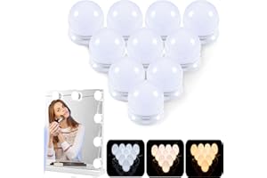 FUNINGEEK Lampe De Miroir Led Lumiere Miroir pour Coiffeuse 10 Ampoules Hollywood de Dimmable et 3 Couleurs, Pour la petite amie et la maman pour Miroir de Maquillage et Coiffeuse,CâBle Usb