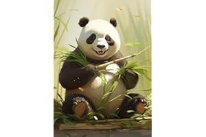 DIUJHUUY 5D Diamond Painting Kits,Digital Drawing Kits,Diamond Art Accessories,DIY Arts Craft Supply for Adults, Children's Beginners, Home Wall Decoration Gifts - Cartoon (Bamboo Panda)