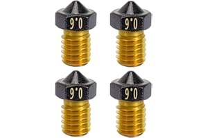HOCENWAY 4-Pack Non Stick PTFE Coated m6 Nozzle 0.6mm Compatible with Anycubic Kobra Mega S X Chiron, Prusa i3 MK3S Prusa Mini Mini+ Extruder V6 Hotend 3D Printer (4x0.6mm Nozzles)