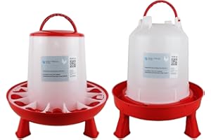 Easy Media Mangiatoia da 9 Kg + Abbeveratoio da 11 L, con piedini, per pollame, distributore automatico mangime acqua, per polli galline