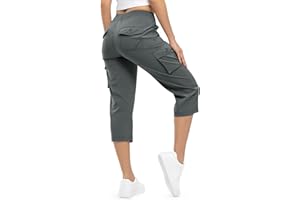 DONHOBO dohobo damskie spodnie cargo capri, spodnie trekkingowe, lekkie, szybkoschnące, oddychające, sportowe, do podróży, luźne, wygodne, 3/4, długie spodnie z 6 kieszeniami
