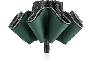 G4Free Grand parapluie coupe-vent inversé pour la pluie et le soleil, 12 baleines, double auvent robuste avec bande réfléchissante, ouverture automatique avec joints nervurés renforcés, parapluie de
