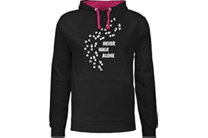 Shirtracer - Pullover Herren Frauen Hoodie Kontrast zweifarbig - Geschenk für Hundebesitzer - Never Walk Alone Pfotenabdrücke