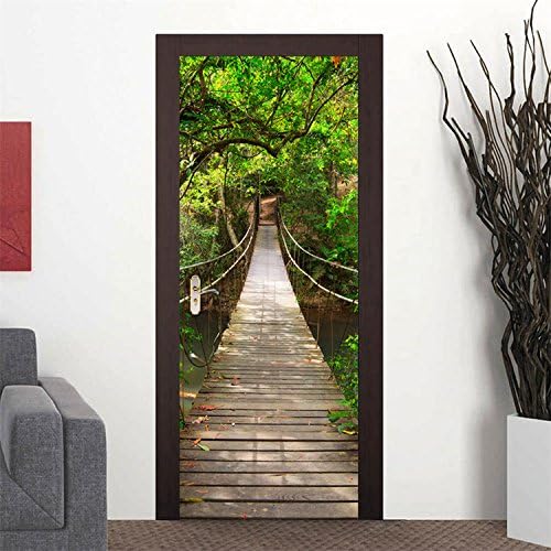 Yanqiao 30.3*78.7" Adhensive 3D Drawbridge Door Sticker for Living Room Personality DIY Decoration Removable Vinyl Home Wall Decor,Multicolor