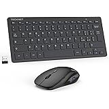 TECKNET Set Tastiera e Mouse Wireless, 2.4G Silenzioso con Ricevitore Nano USB, 12 Scorciatoie Multimediali per Computer, PC,