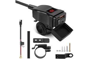 WODHMIEY Presa USB A+Type C Moto,Kit Caricabatterie per Motos,Caricabatteria USB per Moto 12-24 V, Risparmio Energetico Rapido,Dispositivo Sicuro, Supporto per Ricarica Doppio Dispositivo (Rosso)