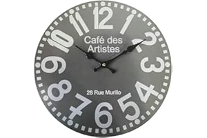 Rebecca Mobili Reloj Colgante, Reloj de Pared, Gris, MDF, Redondo, Diseño Moderno, para Cocina, Sala de Estar - Medidas: 33,8 x 33,8 x 4 cm (A x AN x FON) - Art. RE6572