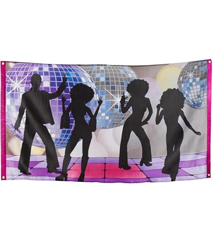 Disco-Banner – 1,8x1,1 M, Mit Neon & Disco-Ball-Motiv | Für 80er-Party, Geburtstag, Club-Nacht | Aus Polyester, Wasserfest