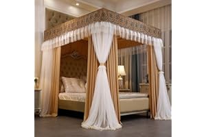YXZN Bettvorhang Himmelbett Himmelbett Doppelschicht Prinzessin Vorhänge Baldachin für Mädchen Einzel-/Kingsize-Bett mit Rahmen