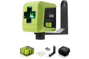 LASGOO Livella Laser Autolivellante, Linea Laser a Croce Verde Verticale e Orizzontale per Appendere Quadri e Costruire, Supporto Magnetico Rotante e Custodia Portatile Inclusa, 30m, verde
