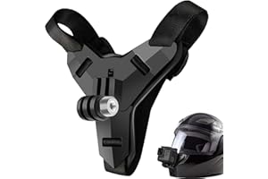 SEIYOGDS Support de Menton pour Casque de Moto Fixation du Menton, Support Sangle pour Casque de Moto Fixation du Menton Compatible pour GoPro Hero 2018 6 5 4 Session SJCAM Campark Polaroid Osmo etc. (Black)