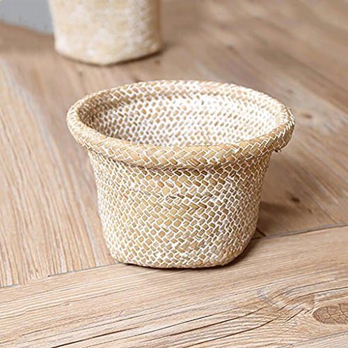 4 PCS Creative Hollow Storage Box Stationery Basket Pen Holder Flower Pot Sets Small Trash Can Decoration Manual Weaved Housewares Office