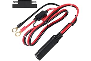 KUNCAN 2FT SAE to O-Ring Terminal Harness - 2 Pin Quick Disconnect Cable with Eyelet Connectors for Motorcycle, Car & Tractor (10A Fuse Included)