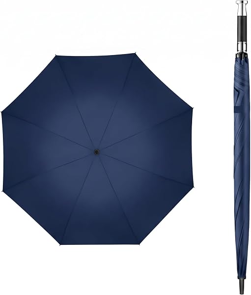 120CM Large Automatic Open Umbrella for Men & Women – Windproof with 8 Reinforced Fiberglass Ribs – Heavy Duty Rain Umbrella with One-Button Open, Classic Singl