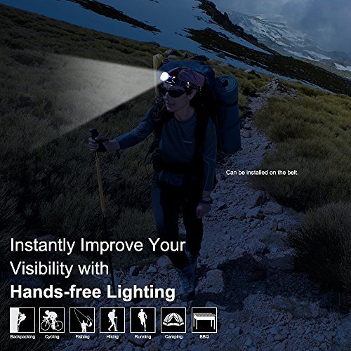 Lightess LED Stirnlampe Kopflampe Licht, super helle XM-L T6 LED-Scheinwerfer-Scheinwerfer 2000 Lumen-Sicherheits-Licht für das Durchlaufen Wandern Camping Angeln [3 Helligkeitsgrad ] mit verstellbarem Kopfbügel Zoom Wasserdicht Wiederaufladbare-Kopf-Licht-Fackel-Lampe - 8