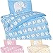 Produktbild Aminata Kids – Bettwäsche 100x135 cm Kinder Mädchen Elefanten Baumwolle + Reißverschluss Rosa Pink Zootiere Elefant Tiermotiv Tiere Safari Kinderbettwäsche Babybettwäsche Bettbezug Kinderbettgröße