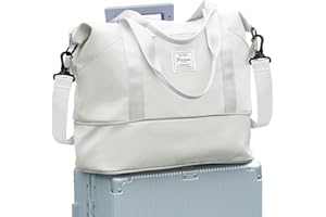 SEAFEW 40x20x25 Ryanair Borsa da Viaggio Bagaglio a Mano Borsone da Viaggio Espandibile Borsa Palestra Borsone Palestra Valigia Borsa da Weekend Borsone Valigia Borsa a Mano,A16-Bianco Luna