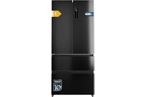 Cecotec Réfrigérateur Porte Française de 4 Portes Semi-Intégrable 458L Total No Frost Bolero CoolMarket F2D 458 SBI Dark E, Hauteur 189 cm et 83 cm Largeur, MetalFlexCooling, Compresseur Inverter