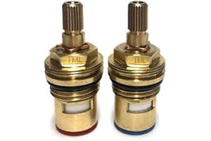 TAP MAGICIAN 24 Spline Replacement Tap Cartridges Valve Quarter Turn x 52mm Height (Pair of Valves Hot Cold)
