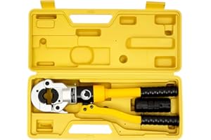 MINRS Pince à sertir hydraulique 12 tonnes, contour TH - Pince à sertir hydraulique - 16-32 mm - Mâchoires de sertissage de tuyau à 360° - Pour tube composite et raccords TH Profil Crimp pince à sertir de