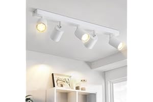 ‎GLITZERLIFE Glitzerlife Deckenlampe 5 Flammig Deckenstrahler Weiß - Deckenspot GU10 Deckenleuchte Weiss Schwenkbar 350° Lang Metall Schlafzimmerlampe Küchenlampe Wohnzimmer Flur MAX.25W ohne Leuchtmittel