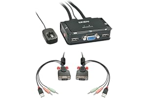Lindy 42342 KVM Switch Compact USB Audio VGA, 2 Porte