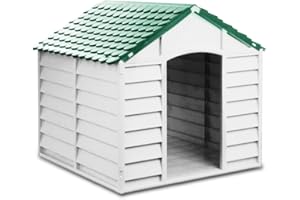 HOMEGARDEN Cuccia per Cani in PVC per Esterno Colore Grigio Chiaro con Tetto Verde